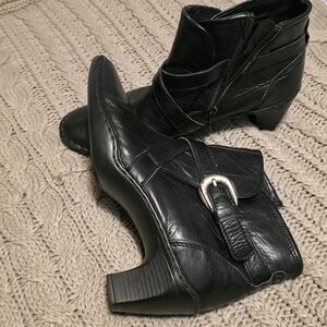 Josef Seibel Black Leather Ankle Boots